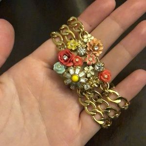 Juicy gold 3chain bracelet w/floral accents